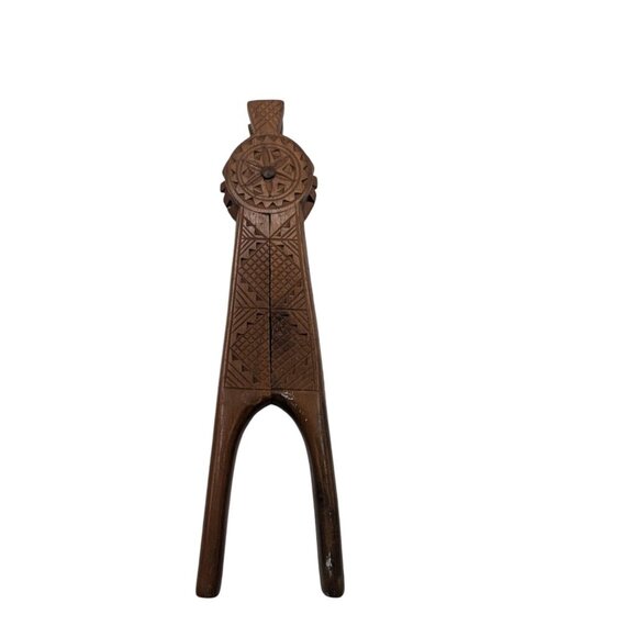 Yugoslavia Nutcracker Vintage ornate hand carved wooden geometric folk art - Picture 8 of 13